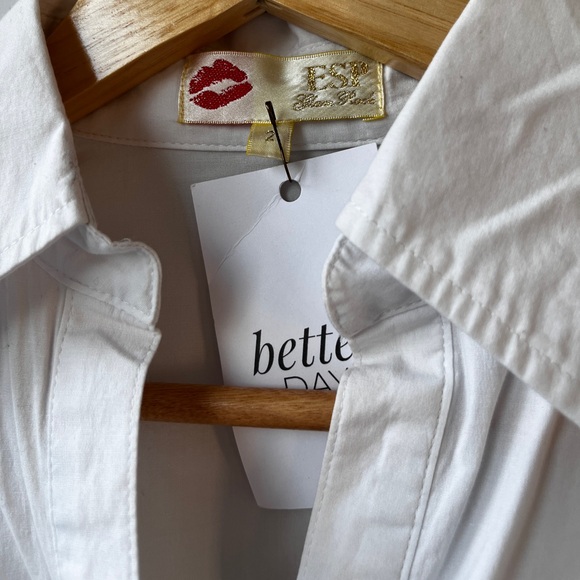 SOLD Vintage Black Plaid Corset White Collared Shirt - Picture 6 of 11